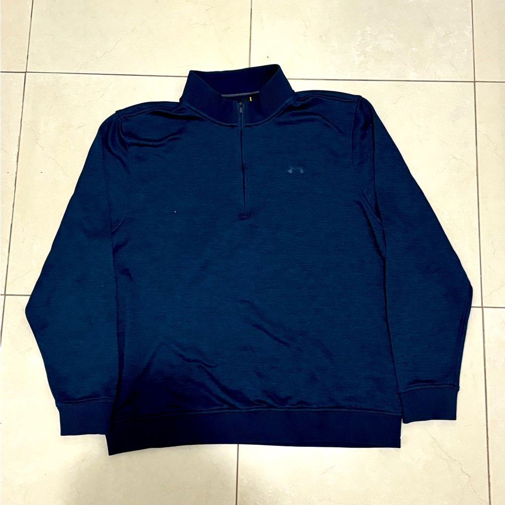 Under Armour Navy Blue Quarterzip pull over sweater Drifit good condition XL